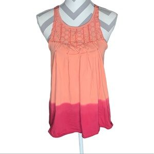Free People peach ombré crochet racerback flowy tank top